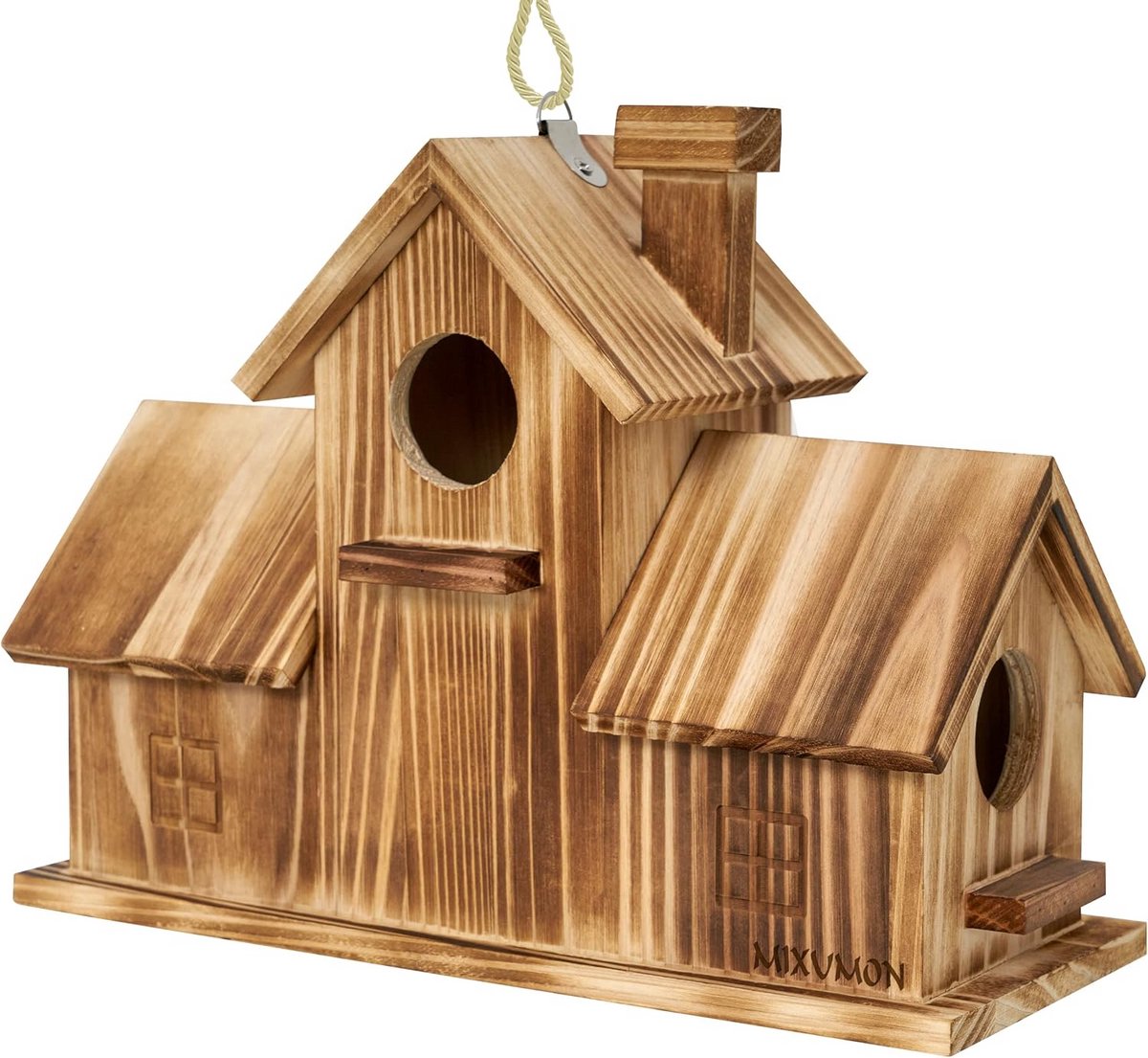 Houten Nestkast 3 Vakken voor Tuin en Buiten - Blauwe Vogelhuisjes
