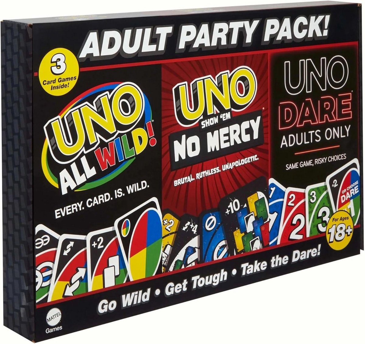 Drie Uitdagende Volwassen Kaartspel Bundel Inclusief Joker, Brute en Dare Spellen