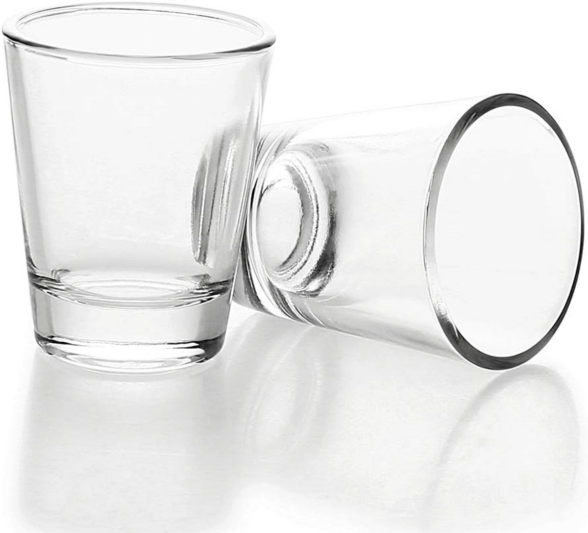 Set van 2 Stuks Zware Shotglazen 45 ml - Helder Borrelglaasjes met Dikke Bodem