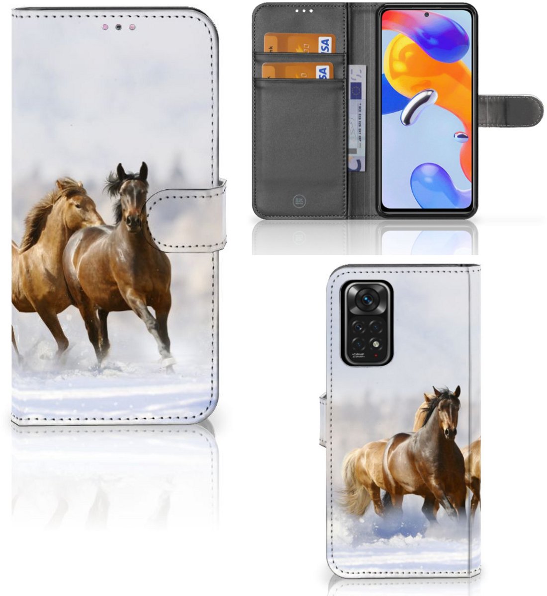 Xiaomi Redmi Note 11 Pro 5G/4G Telefoonhoesje met Pasjes Paarden