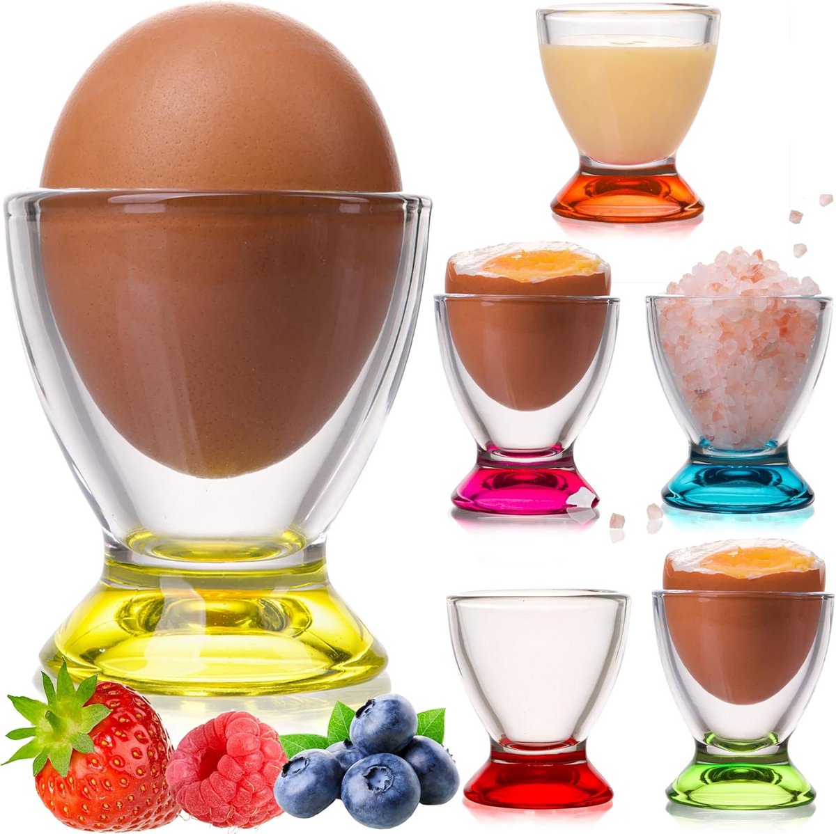 Set van 6 Glazen Eierdopjes voor Ontbijt en Brunch