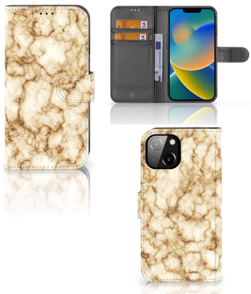 Book Case voor Apple iPhone 14 Bookcase Marmer Goud