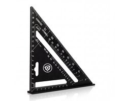 Winkelhaak - Timmerman Meet Driehoek - Blokhaak gemaakt van Metaal - Schrijfhaak - Speed Square - 5 in 1 Gradendriehoek - Zwart