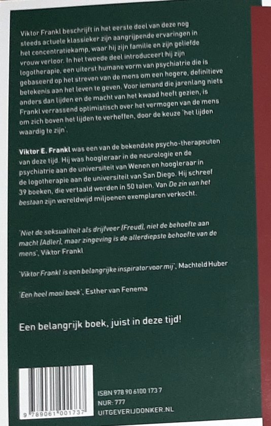 De zin van het bestaan - Viktor Frankl over logotherapie en lijden