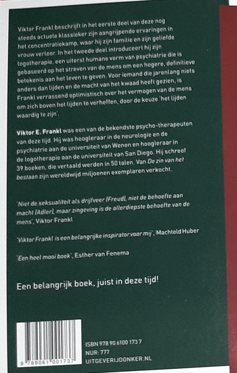 Boek met tekst over Viktor E. Frankl en logotherapie. ISBN 978 90 6100 173 7.