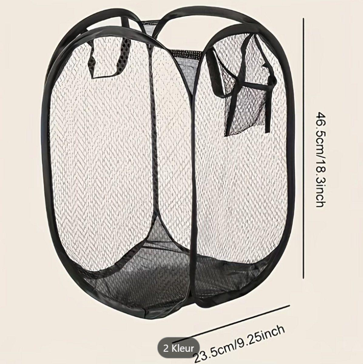 Opvouwbare wasmand zwart - pop up wasmand - wasmand voor op reis - wasmand met hengsels - was sorteren met extra opbergvak - waszak opvouwbaar voor onderweg - vakantie wasmand met handvatten — cadeau in Cadeau-ideeën - foto 5