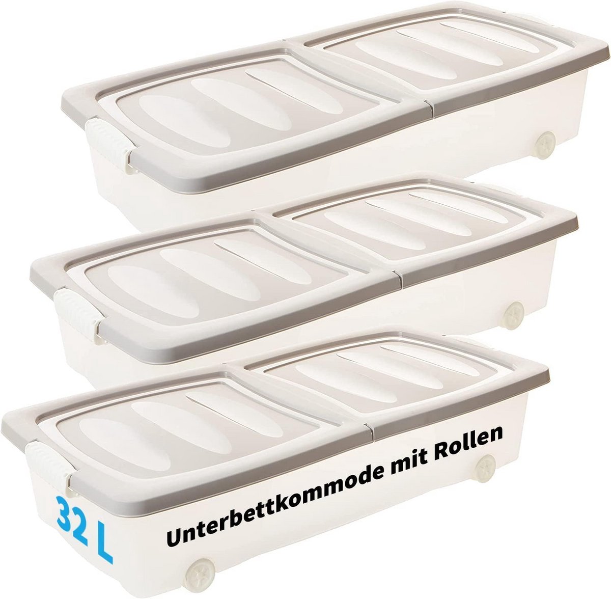 Onderbed Opbergdoos Set van 3 met Wieltjes - Ideaal voor Ruimtebesparing
