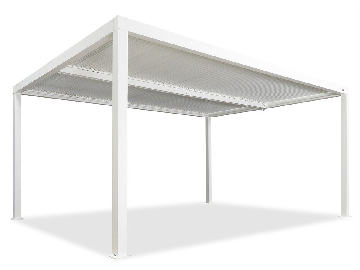 Purple Leaf Pergola avec toit à lames orientables 4,24 x 3 m - blanc
