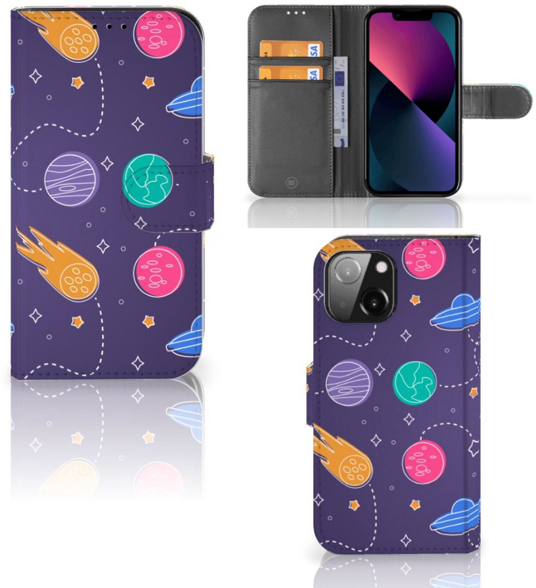 Boekhoesje voor iPhone 13 Mini Wallet Case met Pasjes Space