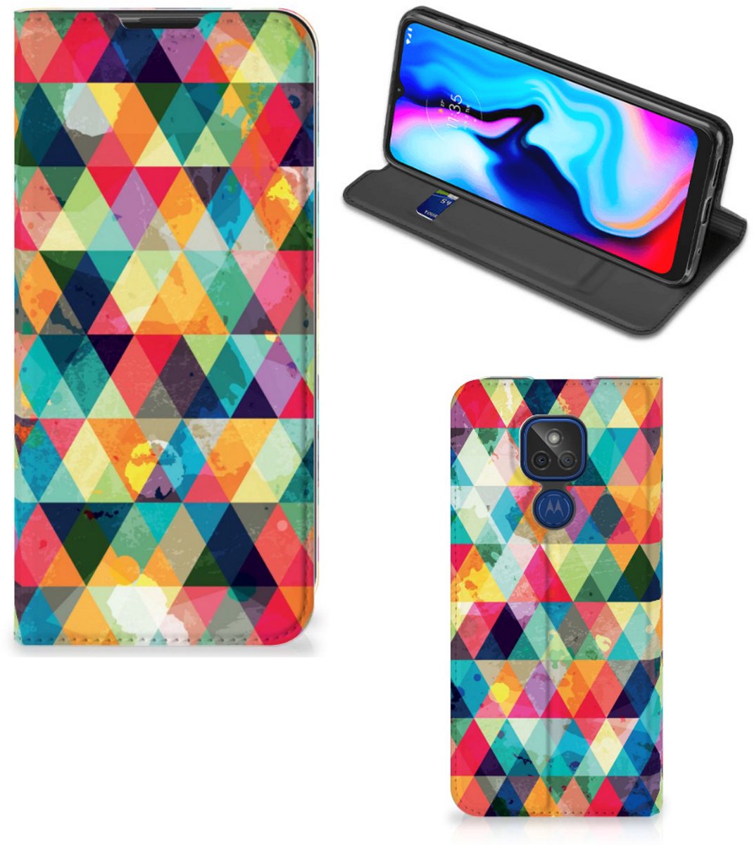Motorola Moto G9 Play Hoesje met Magneet Geruit