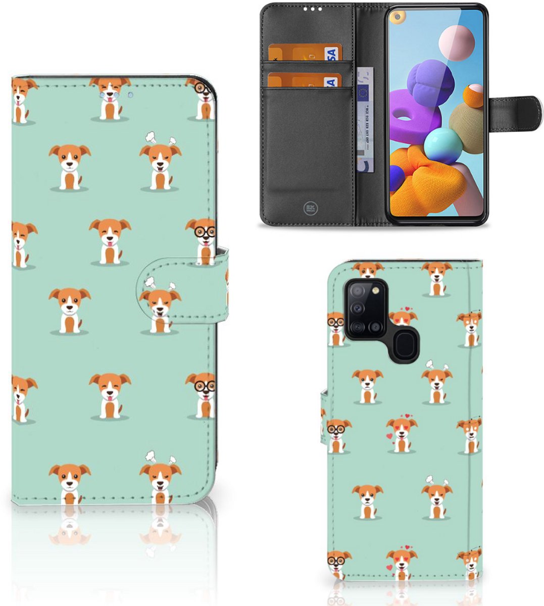 Samsung Galaxy A21s Telefoonhoesje met Pasjes Pups
