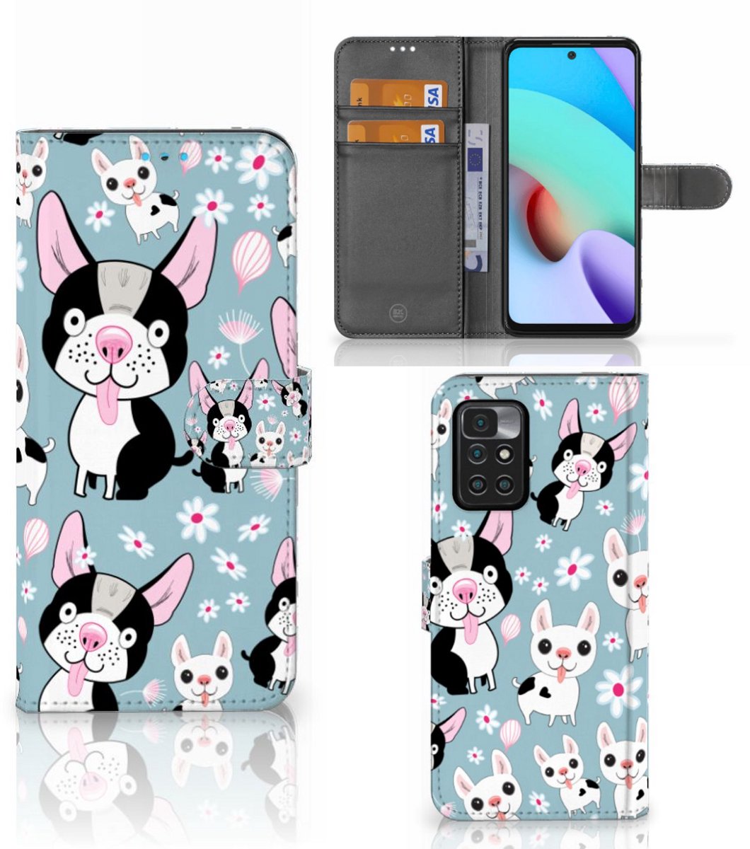 Xiaomi Redmi 10 Telefoonhoesje met Pasjes Hondjes