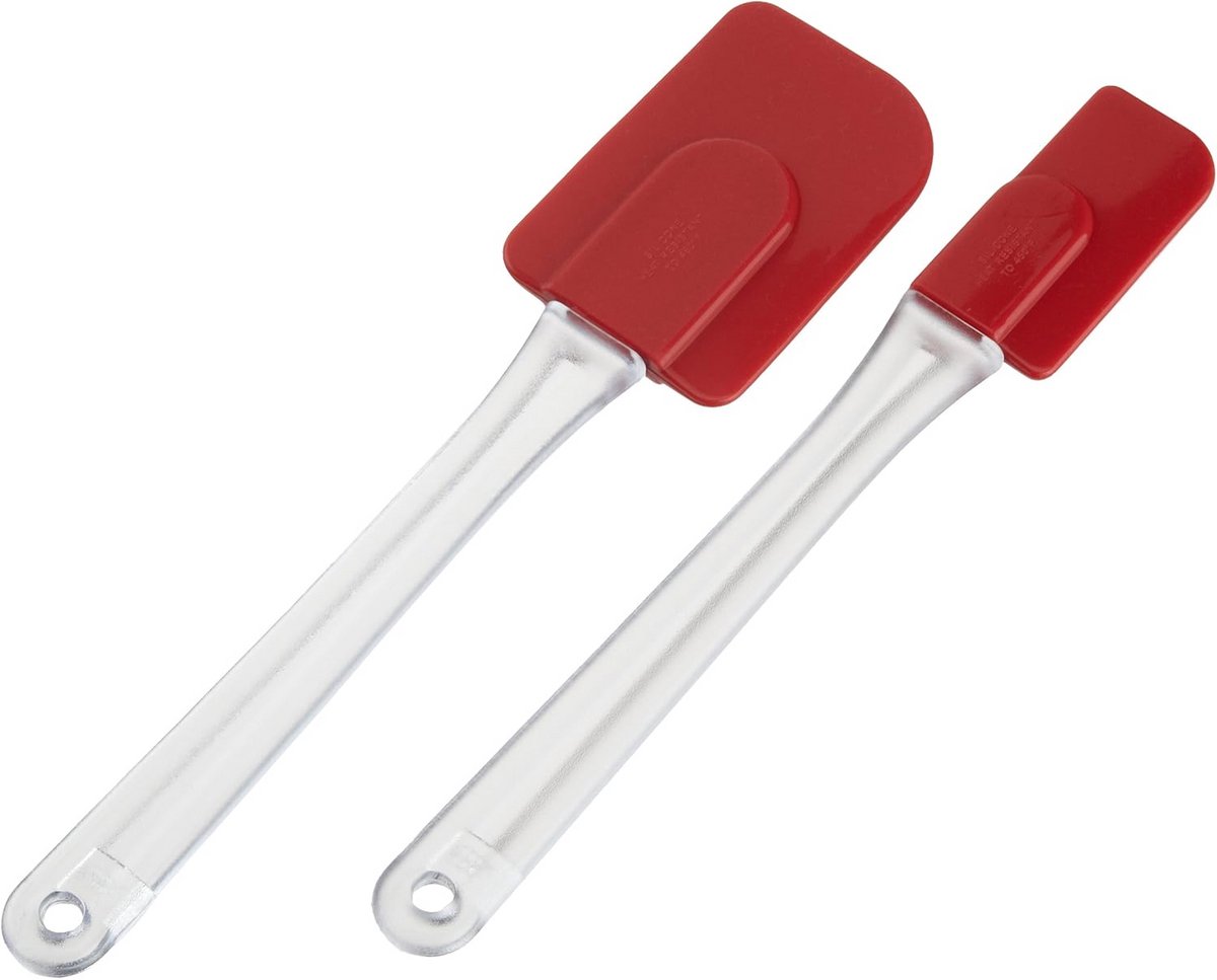 Set van 2 Siliconen Spatels - Rood - Keukenhulpmiddelen voor Koken en Bakken