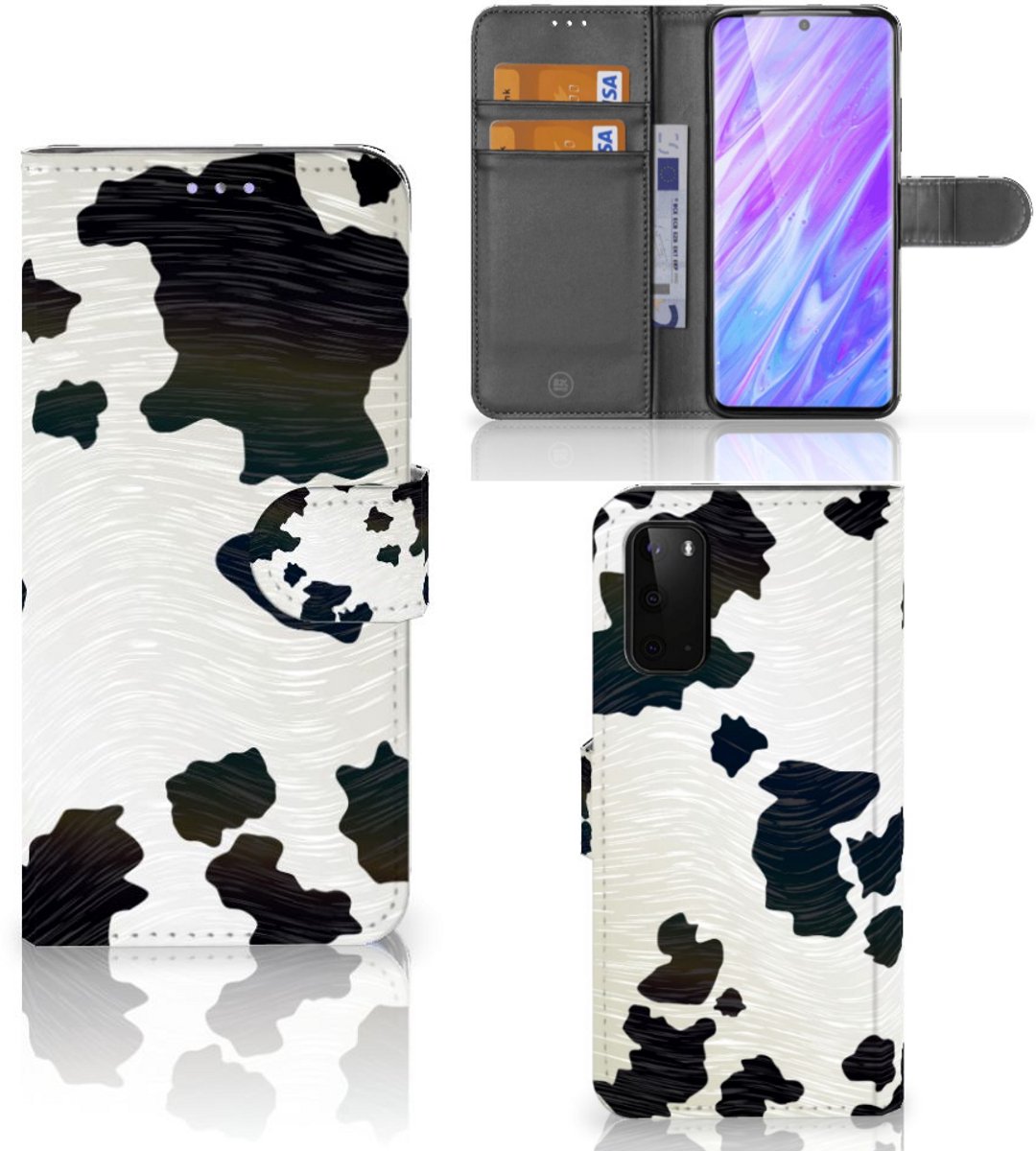 Samsung Galaxy S20 Telefoonhoesje met Pasjes Koeienvlekken