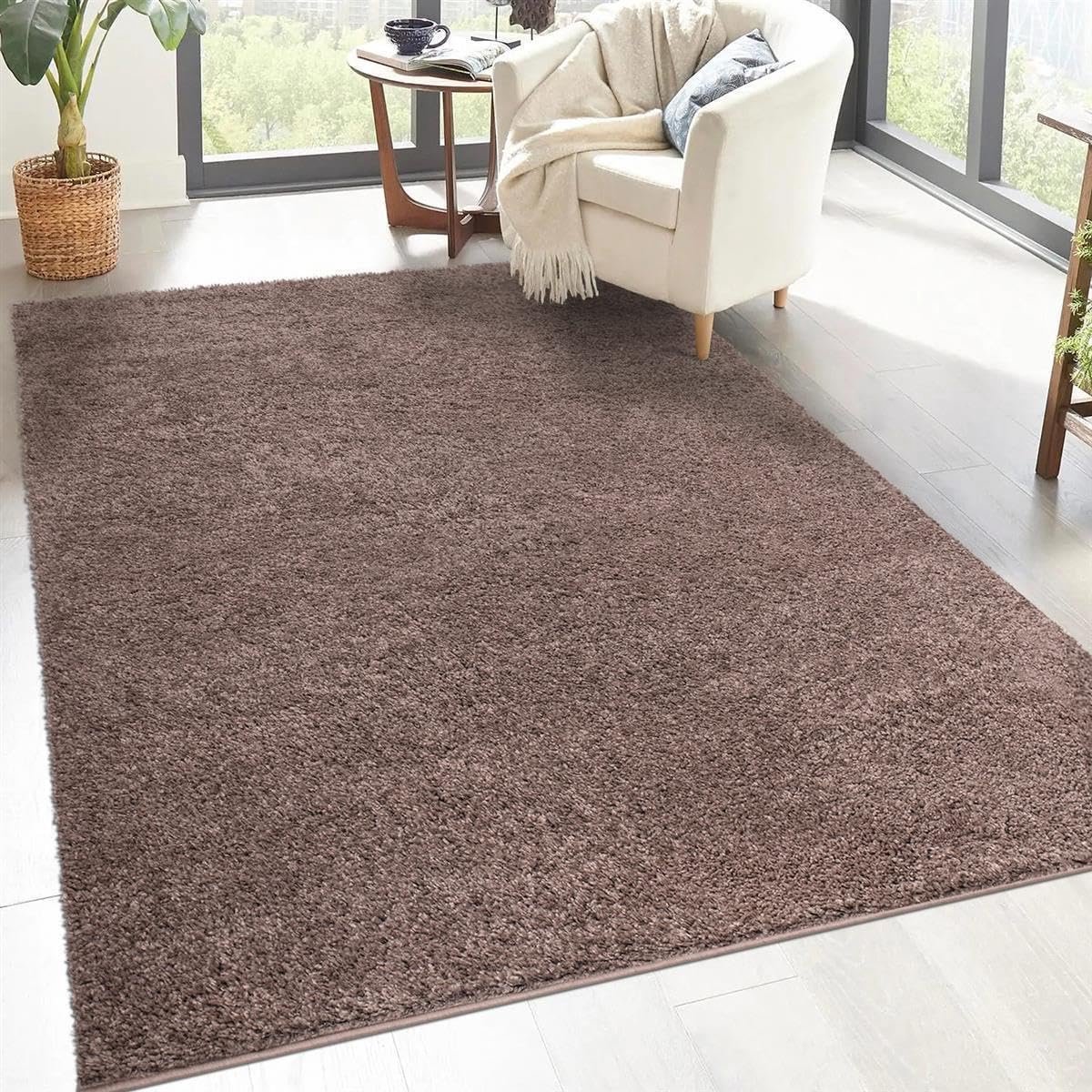 Hoogpolig Shaggy Tapijt 230 x 320 cm, Bruin - Modern en Zacht Woonkamertapijt