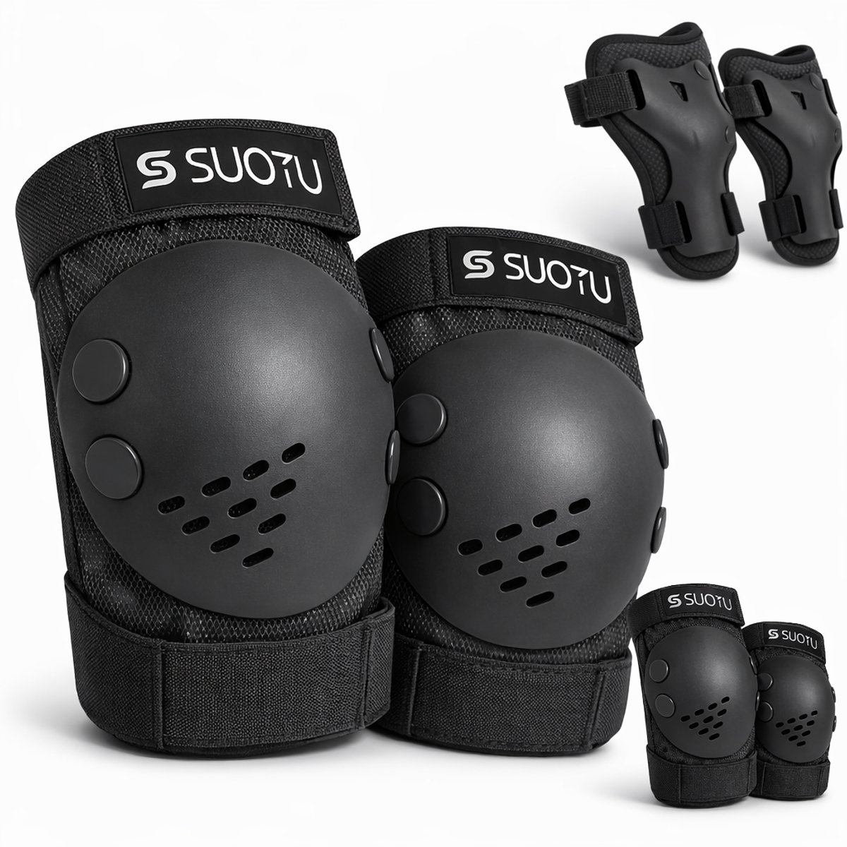 Suotu Skate Beschermset Kinderen Skate bescherming Skeeler Beschermset – X02 Zwartx02