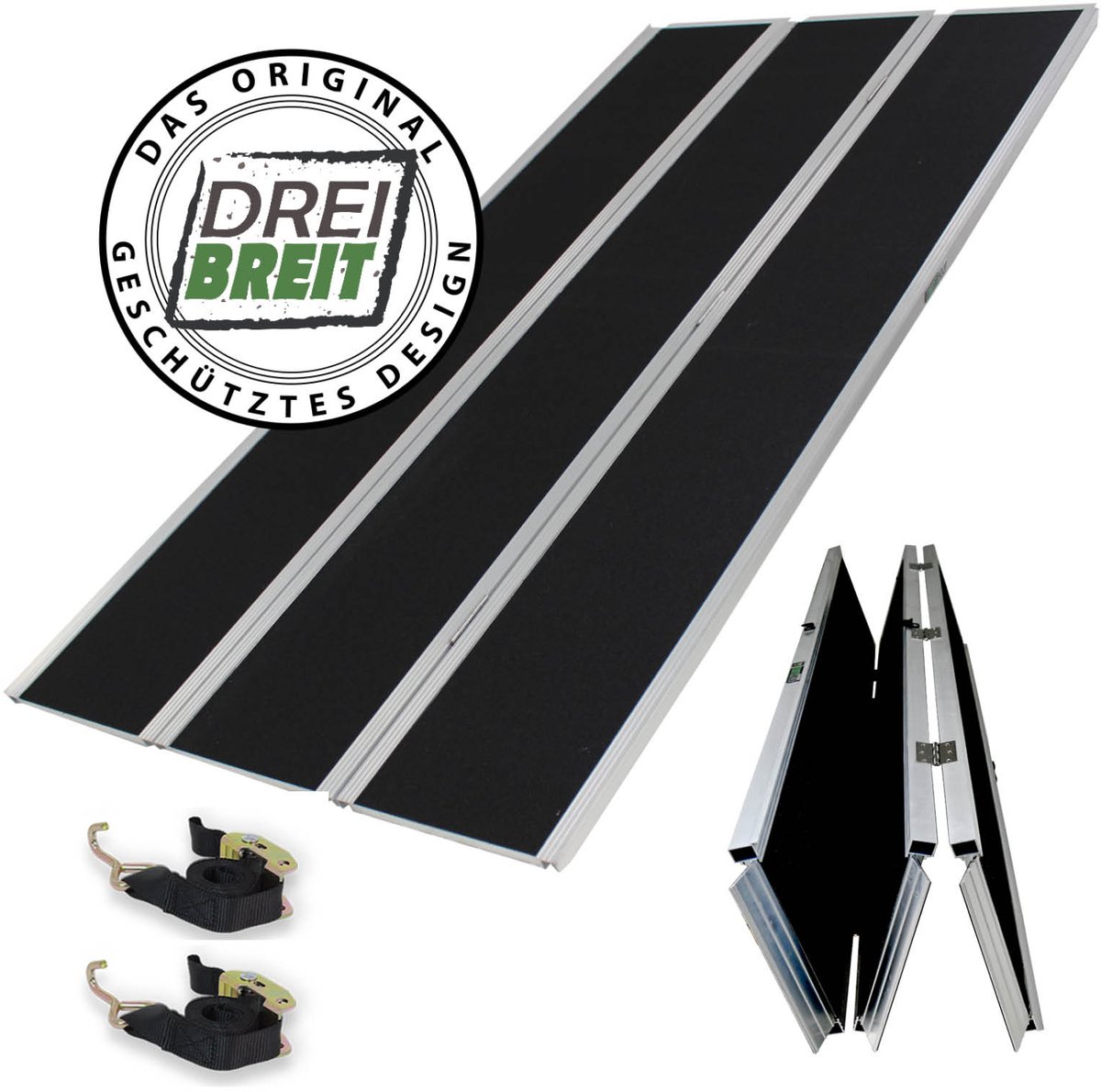 DREIBREIT by TRUTZHOLM Aluminium oprijplaat 215 cm 2-voudig opvouwbaar 1020 kg Oprijplaat met aluminium coating