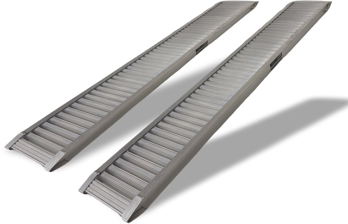 TRUTZHOLM 2 x professionele oprijplaat zwaar werk 200 cm laadvermogen 2000 kg aluminium grijs oprijplaat oprijplaat