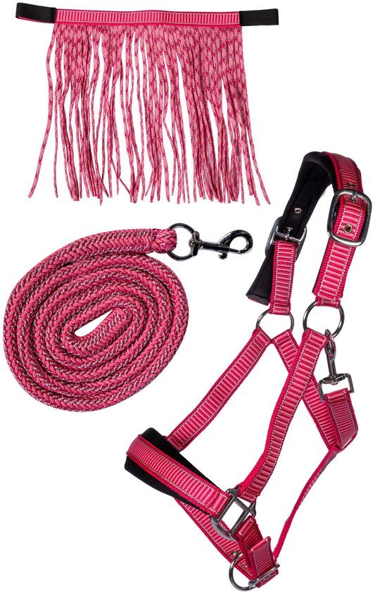 HKM - Halsterset Lilly - Met Vliegenfront - Roze - Maat Pony HKM - Halsterset Lilly - Met Vliegenfront - Roze - Maat Pony