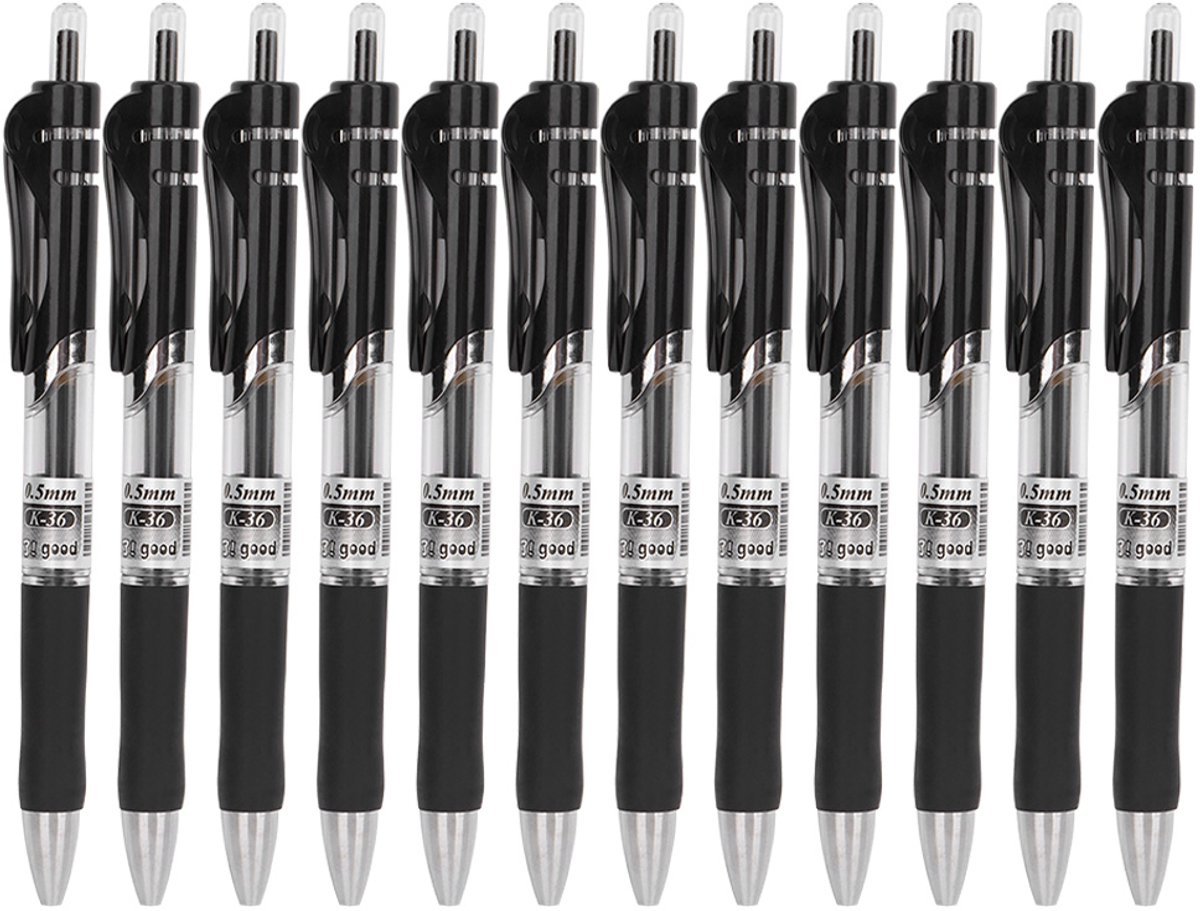 Set Van 12 Zwarte Gel Ink Rollerball Pennen - Vloeibare Inkt Voor Smooth Schrijven - Medium Tip (0.7mm) - Ideaal Voor Kantoor, School En Dagelijks Gebruik - Duurzame Kwaliteit