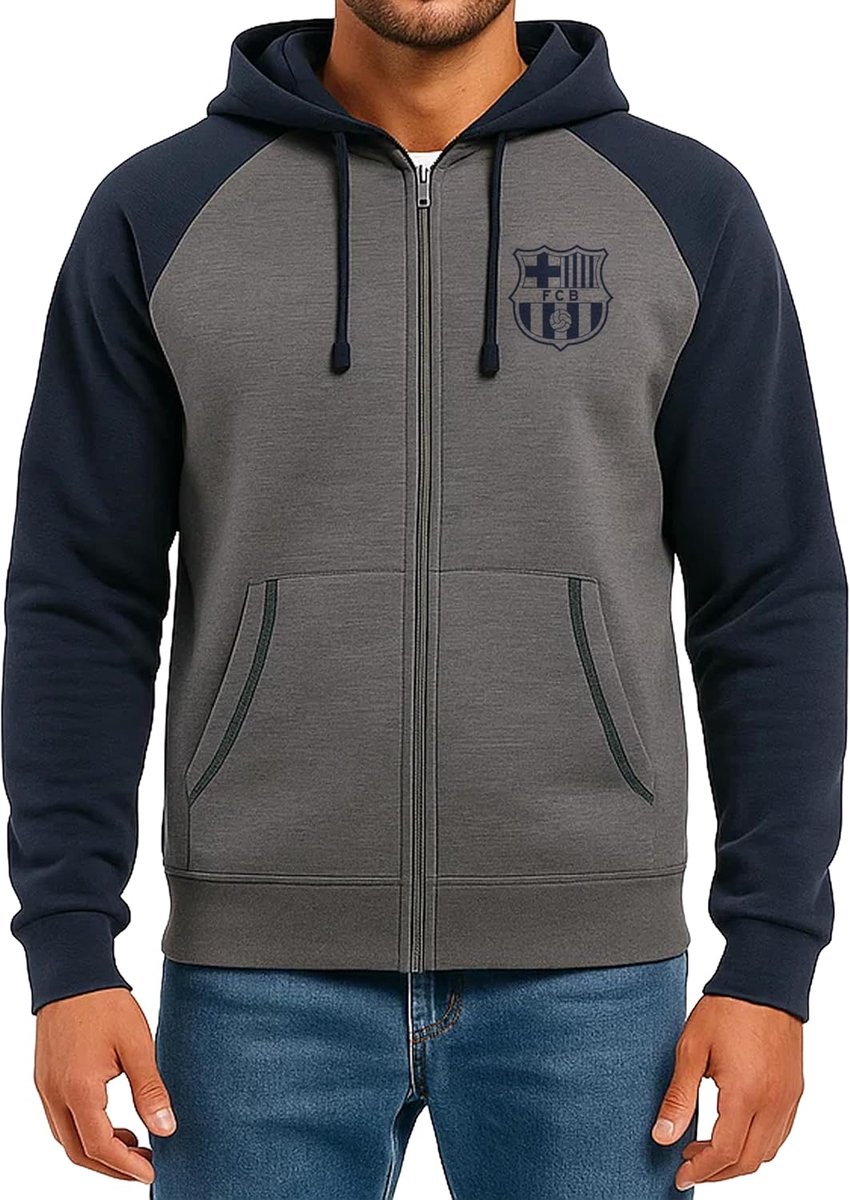 Lichtgewicht Heren Hoodie Met Volledige Rits In Marineblauw
