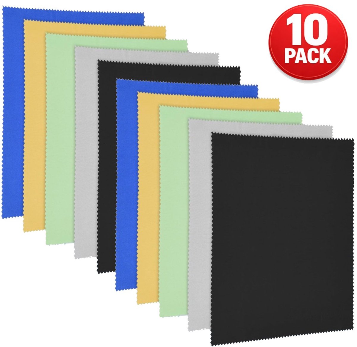 Microvezel Reinigingsdoekjes XL - 30 x 30 cm - Set van 10 XL Doekjes - voor Brillen, Lenzen, Auto, Camera's, Smartphones, Tablets, Schermen en Zilver