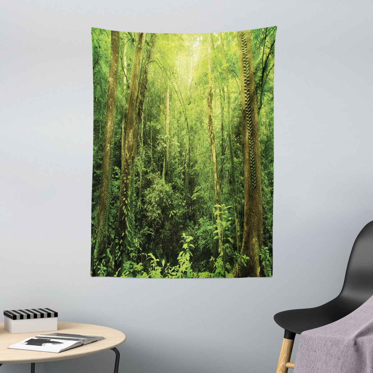 ABAKUHAUS Regenwoud Wandtapijt en Sprei, Regenwoud Landschap, 110 x 150 cm, Groen Groente