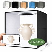 ZoeZo Foto Studio Box Set 30 x 30 cm - Productfotografie - Opvouwbare Fotostudio met LED Verlichting - Dimbaar - 12 Achtergronden