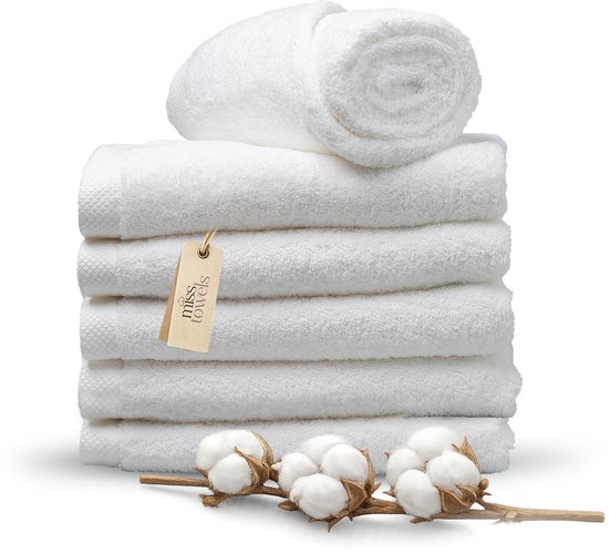 Miss Towels 70x140 Badlakens Set 6 st. - 5 sterren Hotelkwaliteit - Badtextiel - Luxe Badhanddoeken - Zachte Badlakens - Wit - Made in Portugal