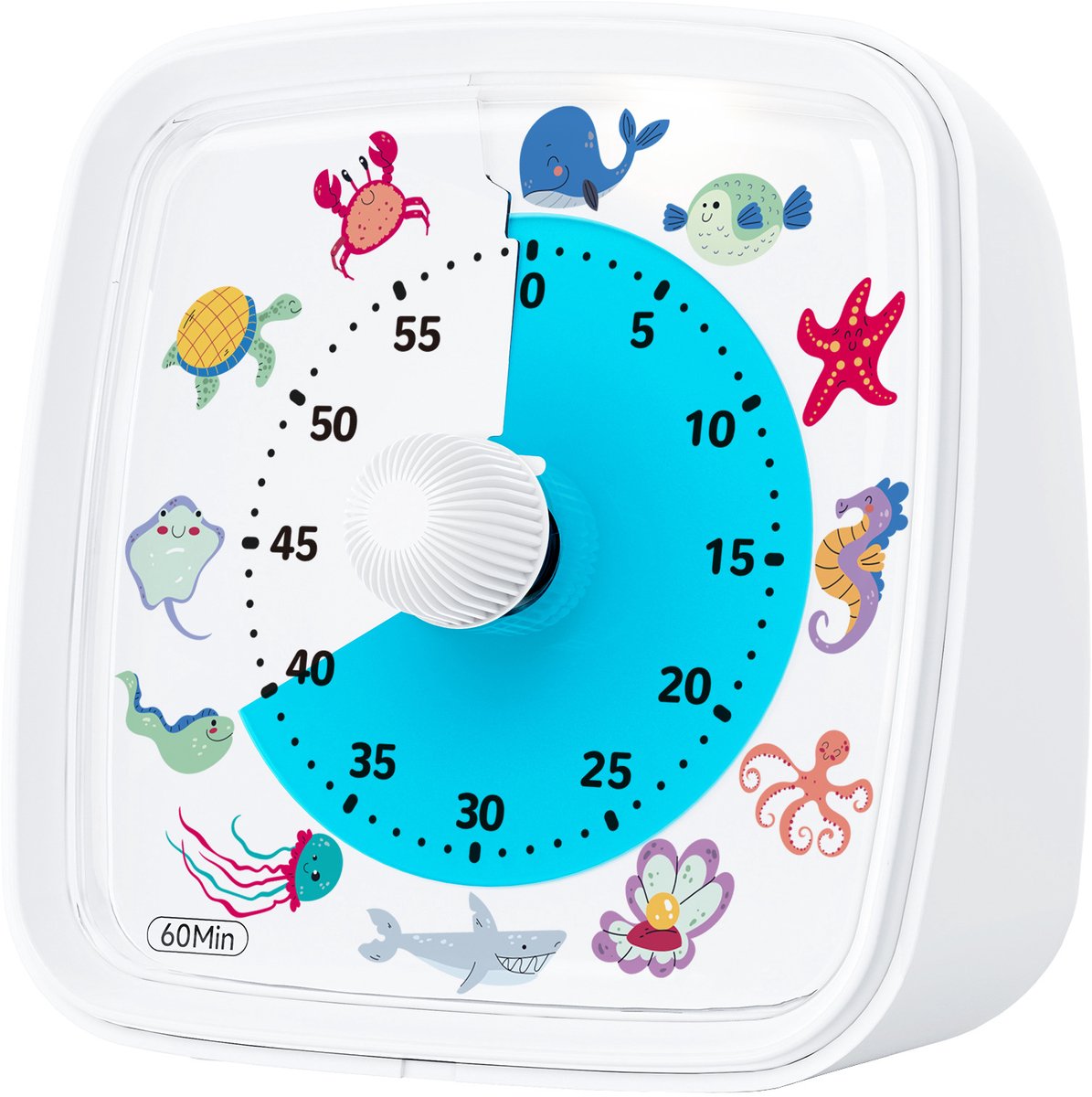 Visuele timer voor kinderen - 60 minuten afteltimer - Tijdmanagementtools voor in de klas, huiswerk, koken , Zeeleven - Wit