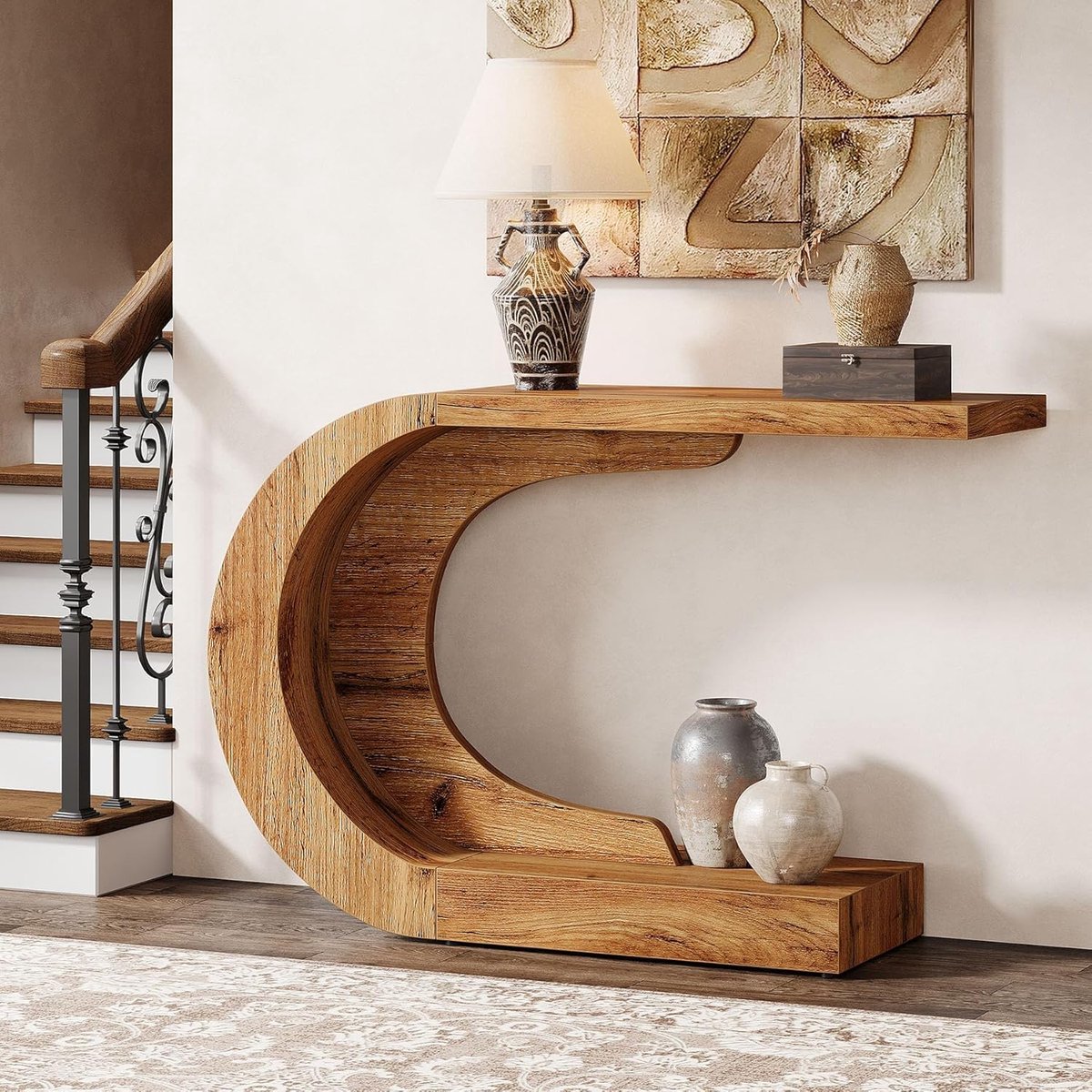 Tribesigns Consoletafel - Sidetable - Naturel Bruin - Industrieel - 110 x 35 x 75 cm - Console Tafel voor Hal, Woonkamer, Entree