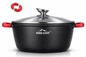 SMH LINE® Braadpan inductie - Ø30cm/ 8L - Antiaanbaklaag - Inductie Soeppan - Voor Alle Warmtebronnen - Incl. deksel - Zwart