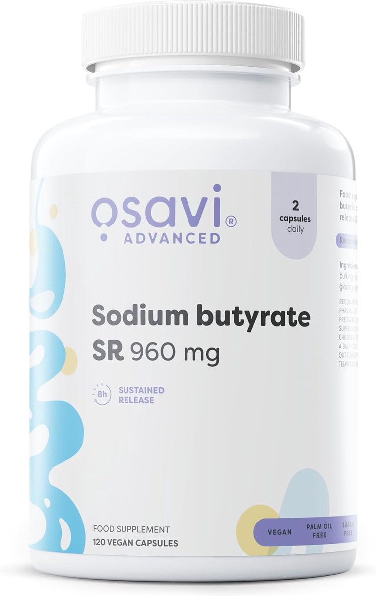 Natriumbutyraat 960 mg Slow Release – 120 Vegan Capsules – Boterzuur – Geur- en Smaakloos – Glutenvrij & Lactosevrij - Osavi