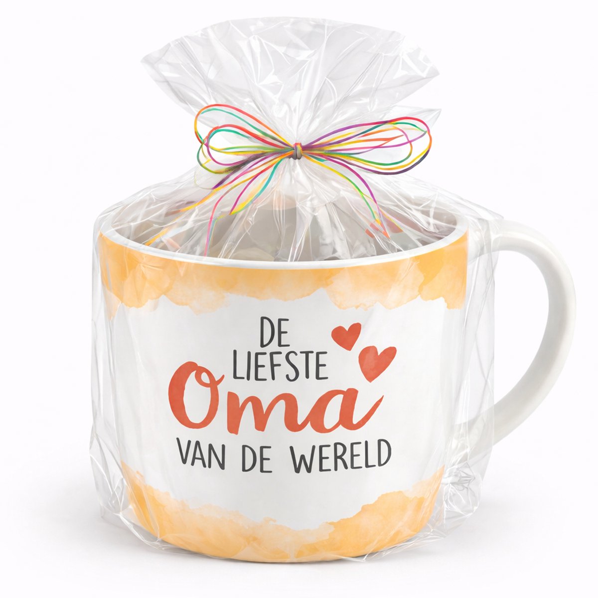 Cadeaumok - Mok - Oma - Cadeauverpakking met gekleurd lint