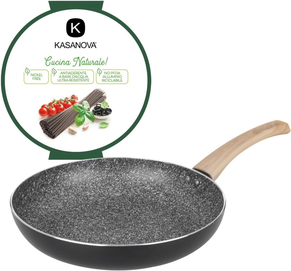 Koekenpan 26 cm - Zwarte Stenen Coating, Ideaal voor Beginners en Koks