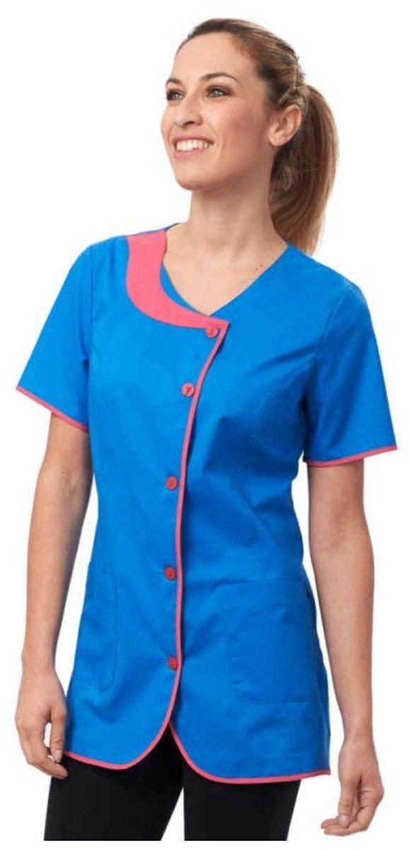 Siggi Horeca Kasack dames Dora, dames, blauw/fuchsia, L