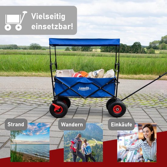 Opvouwbare Bolderkar met Dak en Luchtbanden - 120 kg Draagkracht, Transportwagen voor Diversen van Opvouwbare Bolderkar — afbeelding 3