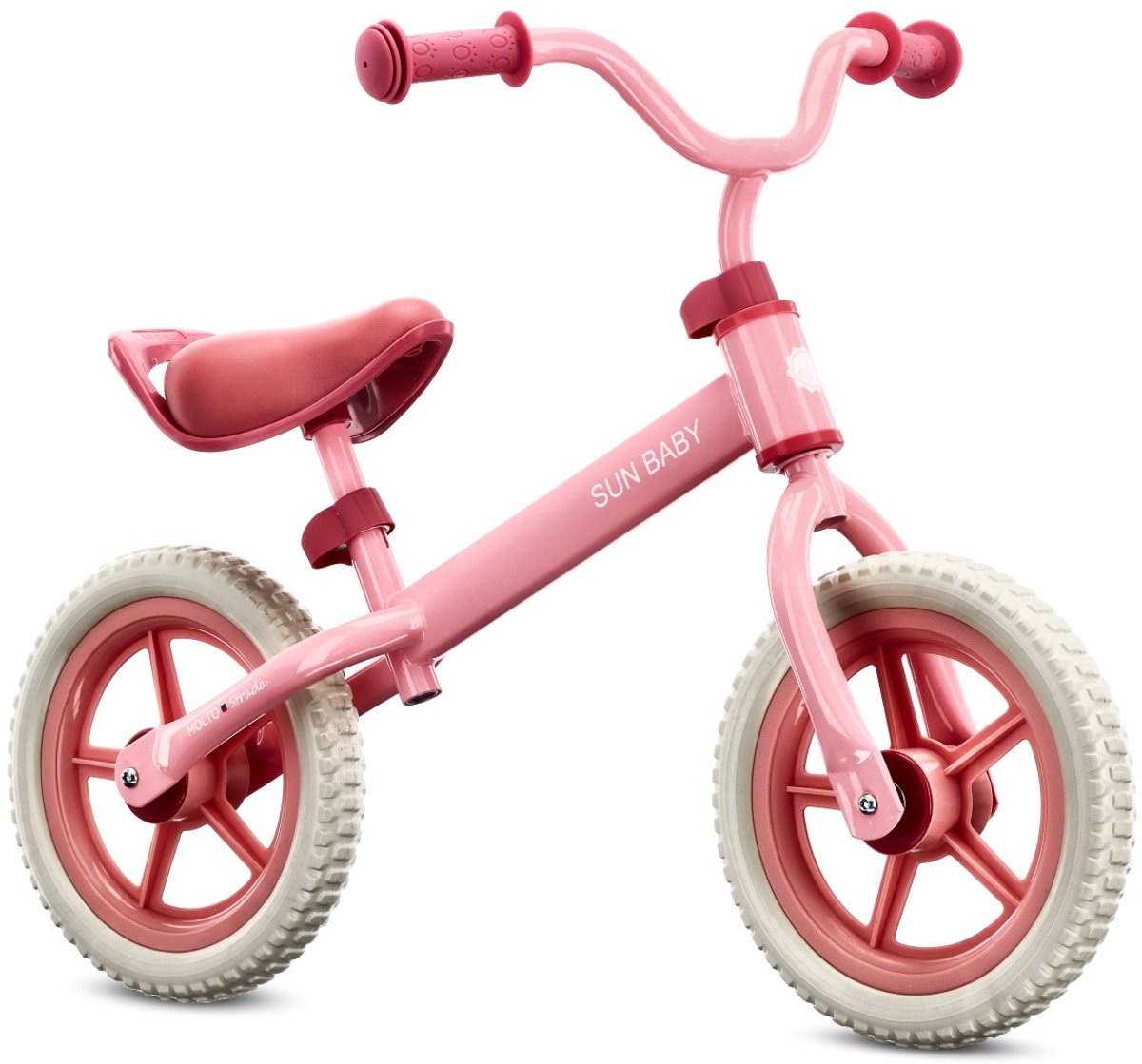 sun baby Loopfiets voor Kinderen 2 Jaar Molto Strada, max. 30 kg, Loopfietsen met schuimrubberen banden, verstelbaar zadel en stuur, stalen frame - Pink Candy