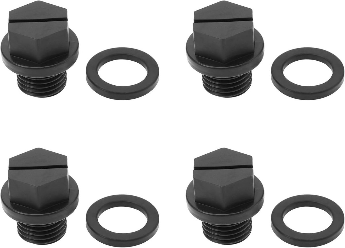 4 stuks zwembad pomp drainpluggen met pakkingen - zwart 19,7 x 18,7 mm
