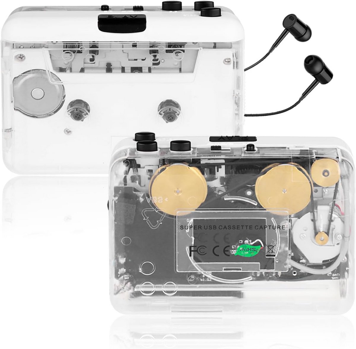 Auto Reverse Stereo Cassette Speler met Tape naar MP3 Converter