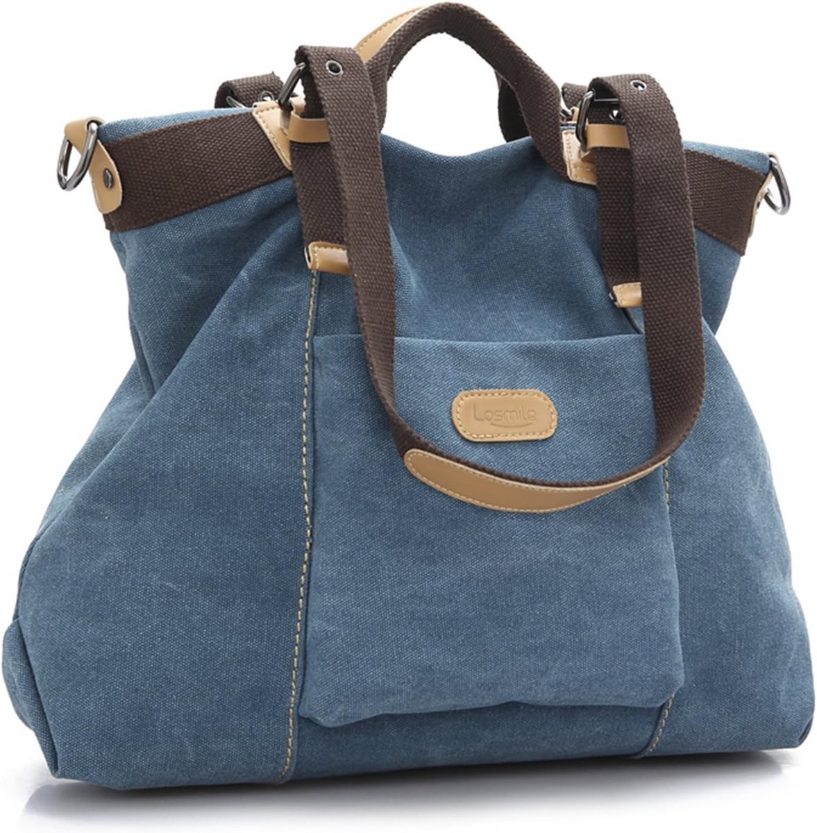 Vintage Canvas Handbag voor Dames - Grote Schoudertas voor Vrije Tijd en School