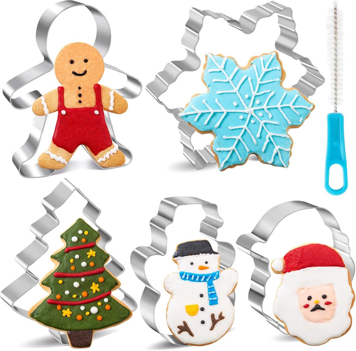 Kerstkoekjes Snijvormen Set 6 Stuks - Peperkoekman, Kerstboom en Meer