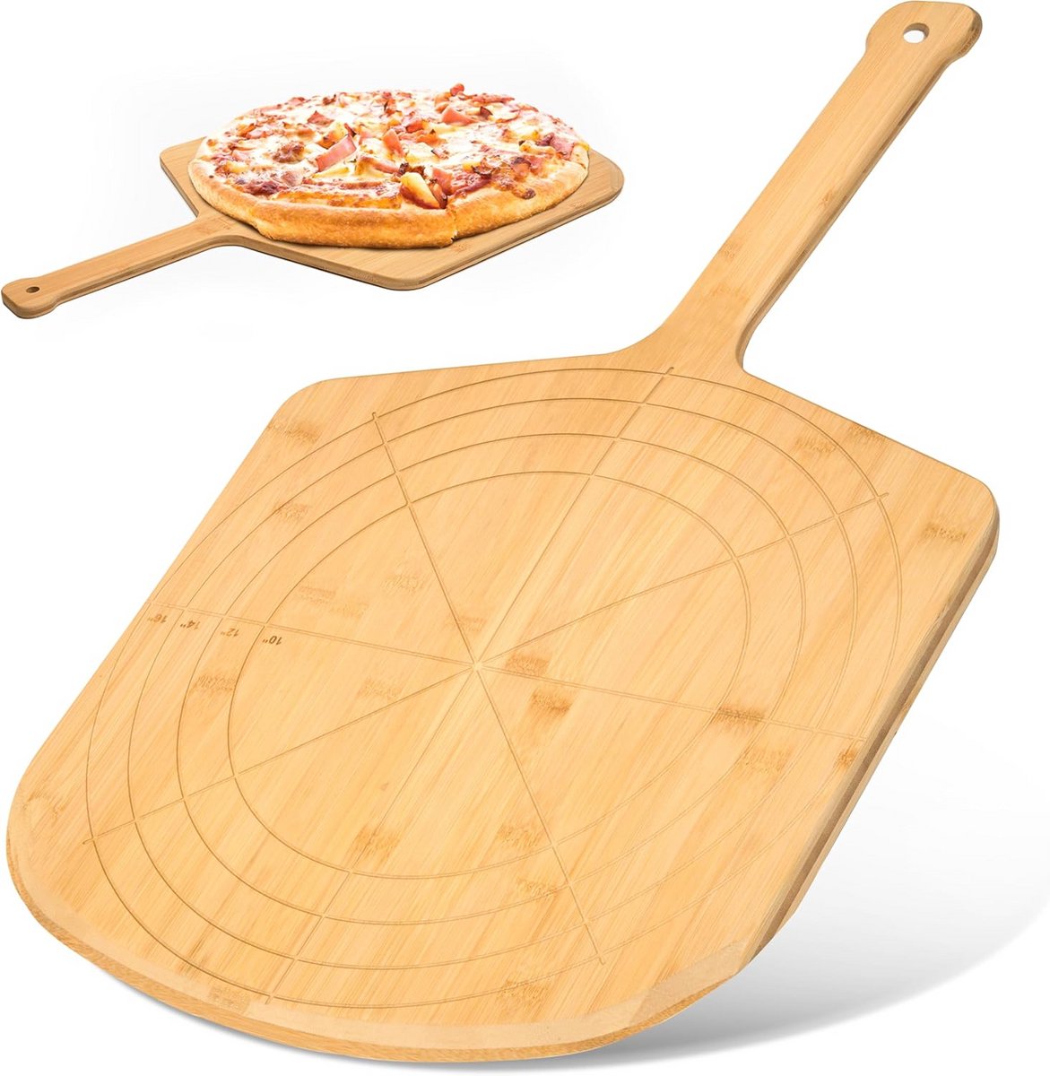 Houten Pizza Peel 16 inch - Multifunctioneel Bamboe Pizzasnijplank en Serveerschaal