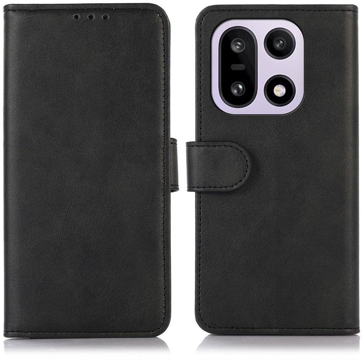 Mobigear Telefoonhoesje geschikt voor OnePlus 15 Hoesje | Mobigear Wallet Bookcase Portemonnee | Pasjeshouder voor 3 Pasjes | Telefoonhoesje voor Pinpas / OV Kaart / Rijbewijs - Zwart