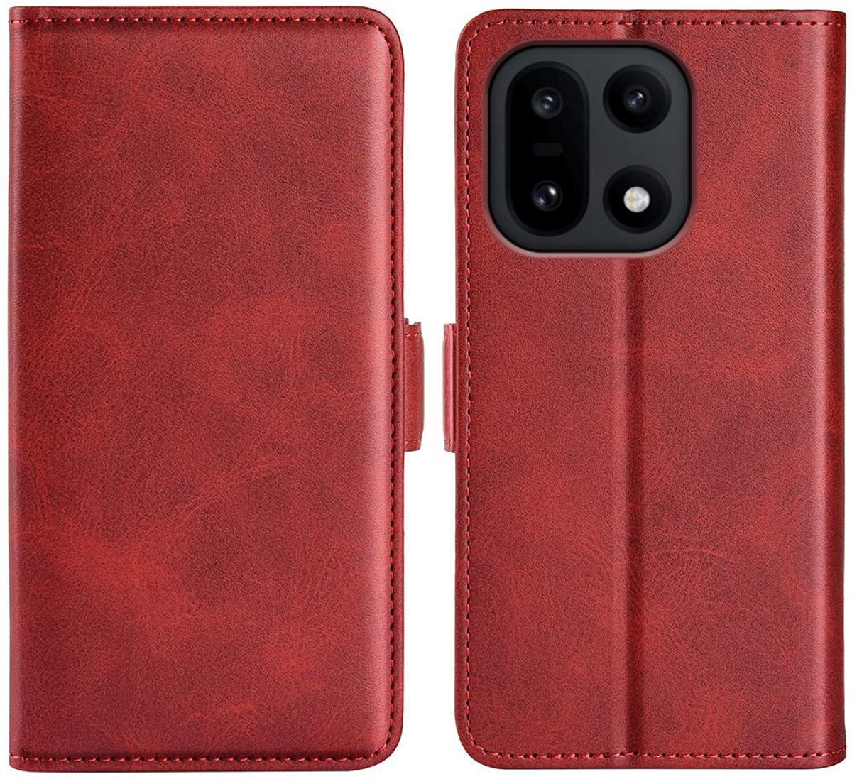 Mobigear Telefoonhoesje geschikt voor OnePlus 15 Hoesje | Mobigear Slim Magnet Bookcase Portemonnee | Pasjeshouder voor 3 Pasjes | Telefoonhoesje voor Pinpas / OV Kaart / Rijbewijs - Rood