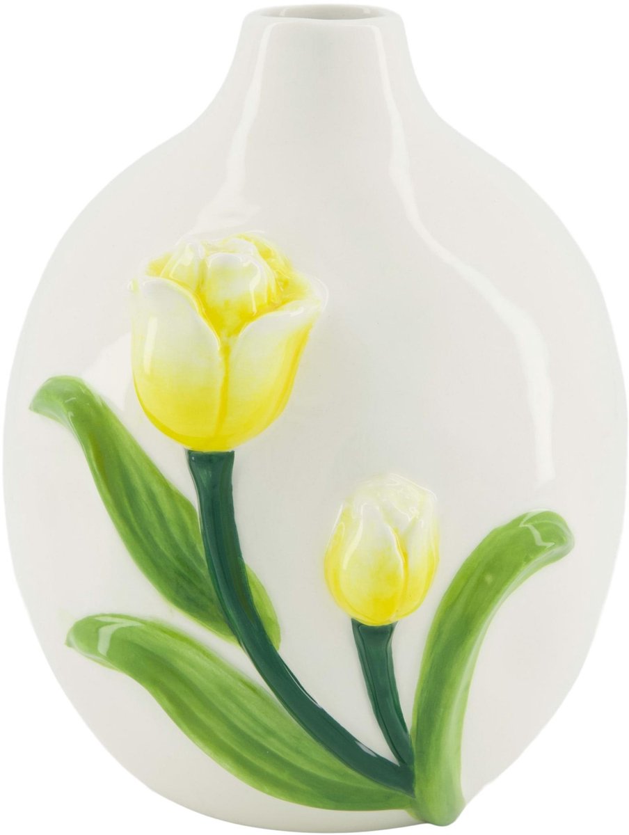 Vaas keramiek met tulp H17,4cm