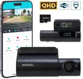 Nordväl DC101-2K Dashcam met 64GB SD kaart, QHD, Wifi en GPS. Toont opnames op smartphone via app.