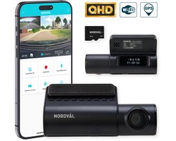 Nordväl DC101-2K Dashcam - incl. 64GB SD Kaart - 2K QHD - Wifi - GPS - Parkeermodus - Nachtzicht - Super compact - Auto camera - Dashcam voor auto