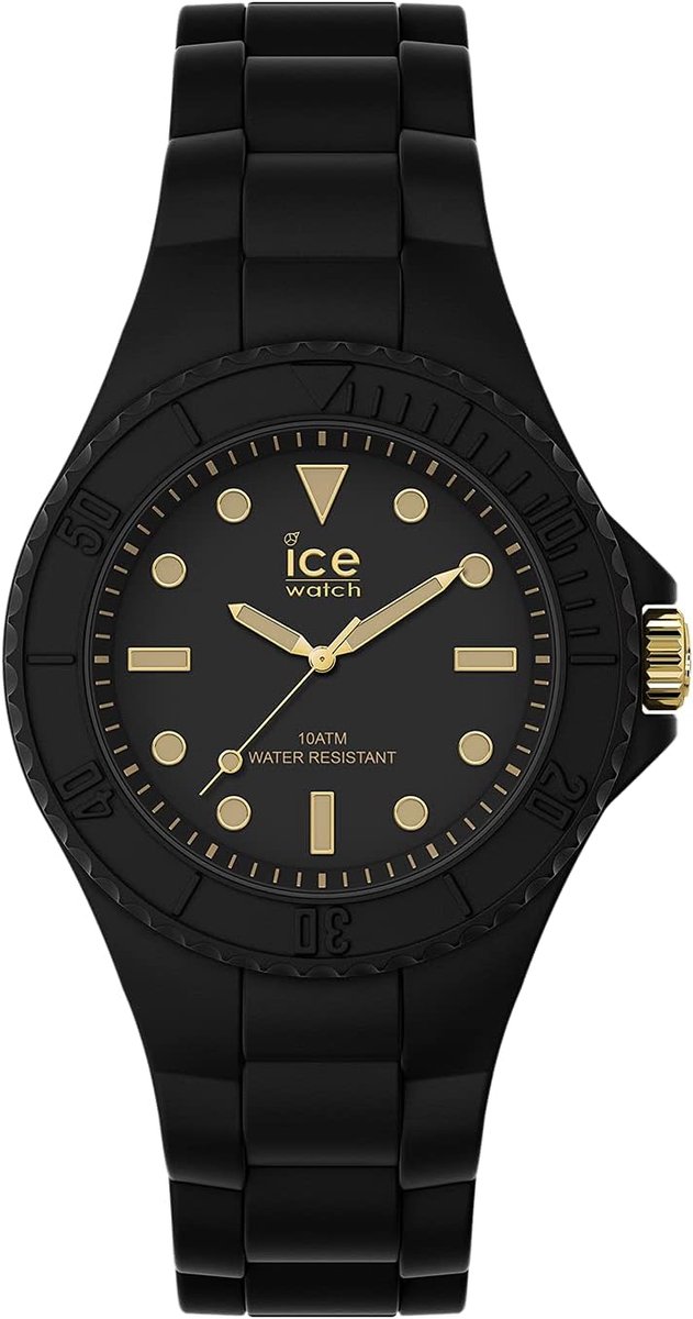 Zwart dameshorloge met siliconen armband - ICE generation Black gold - trendy en kleurrijk design