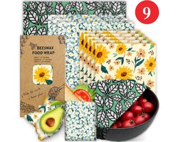 Bijenwas wraps - 9 Stuks (S/M/L) - Alternative to Cling Film - Beeswax food wrap - Beewax - Bijenwas Doeken - Bijenwas vellen - Bijenwasdoek - Herbruikbaar - Boterhamzakje - Duurzaam Cadeau - Bee wrap - Plastic Vrij - Zero Waste - bloemenpatroon